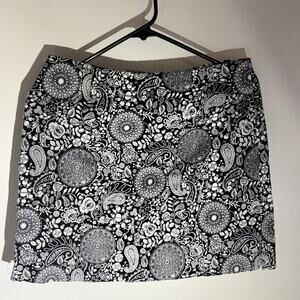 DFA New York Womens 8 Black White Paisley Floral Stretch Mini Skirt